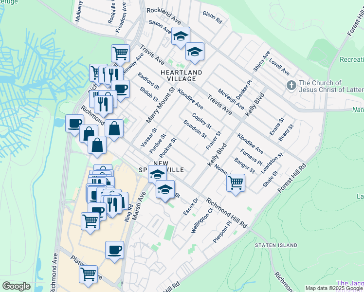 map of restaurants, bars, coffee shops, grocery stores, and more near 30 Elwood Avenue in Staten Island
