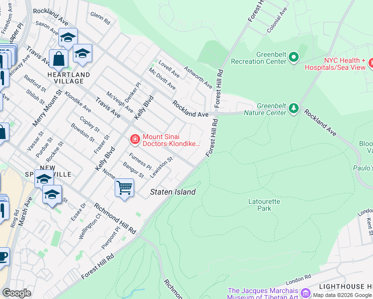 map of restaurants, bars, coffee shops, grocery stores, and more near in Staten Island
