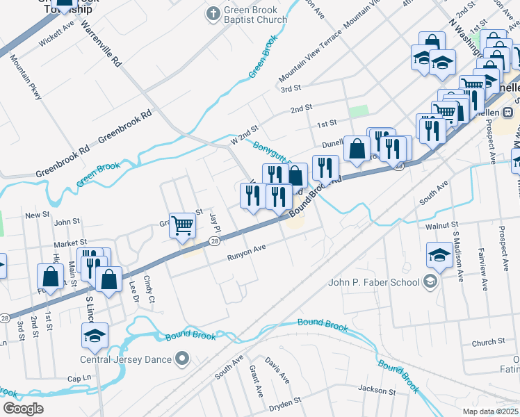 map of restaurants, bars, coffee shops, grocery stores, and more near 55B Gramercy Gardens Place in Middlesex