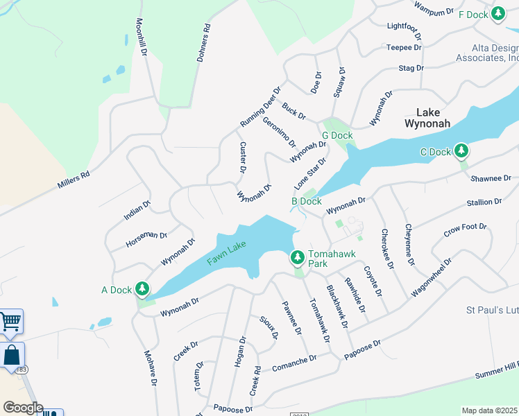 map of restaurants, bars, coffee shops, grocery stores, and more near 900 Wynonah Drive in Auburn