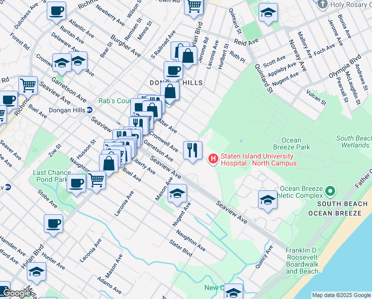 map of restaurants, bars, coffee shops, grocery stores, and more near 434 Alter Avenue in Staten Island