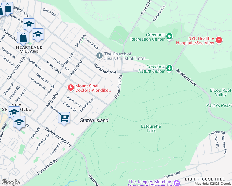 map of restaurants, bars, coffee shops, grocery stores, and more near 1324 Forest Hill Road in Staten Island