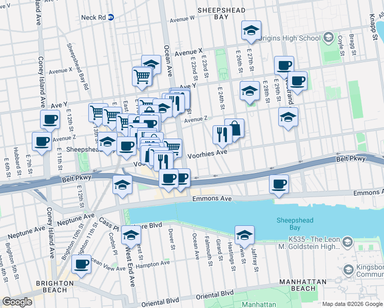 map of restaurants, bars, coffee shops, grocery stores, and more near in Brooklyn