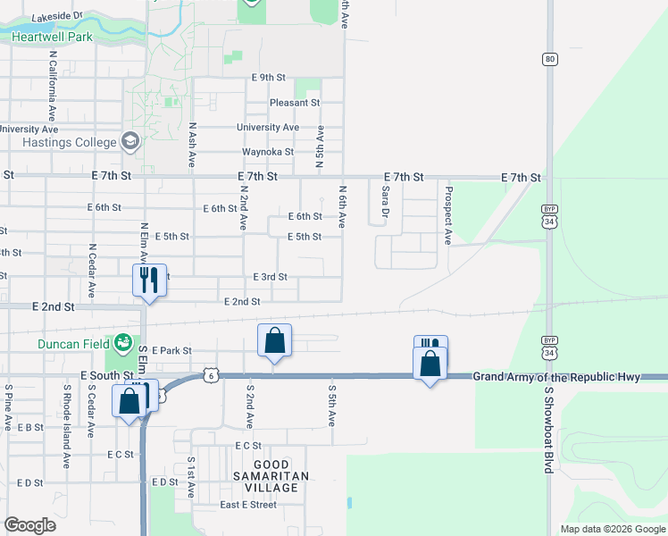 map of restaurants, bars, coffee shops, grocery stores, and more near 330 Greenhouse Court in Hastings