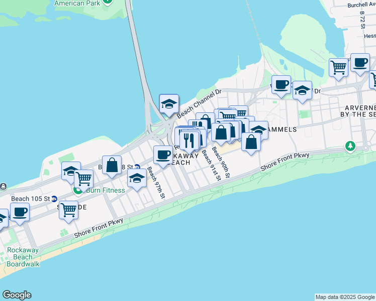 map of restaurants, bars, coffee shops, grocery stores, and more near 148 De Sota Road in Queens