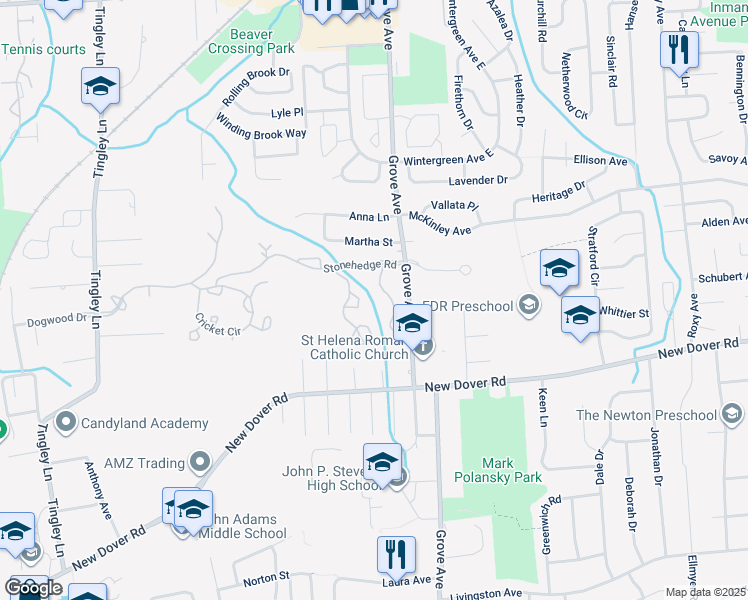 map of restaurants, bars, coffee shops, grocery stores, and more near 3502 Springbrook Drive in Edison