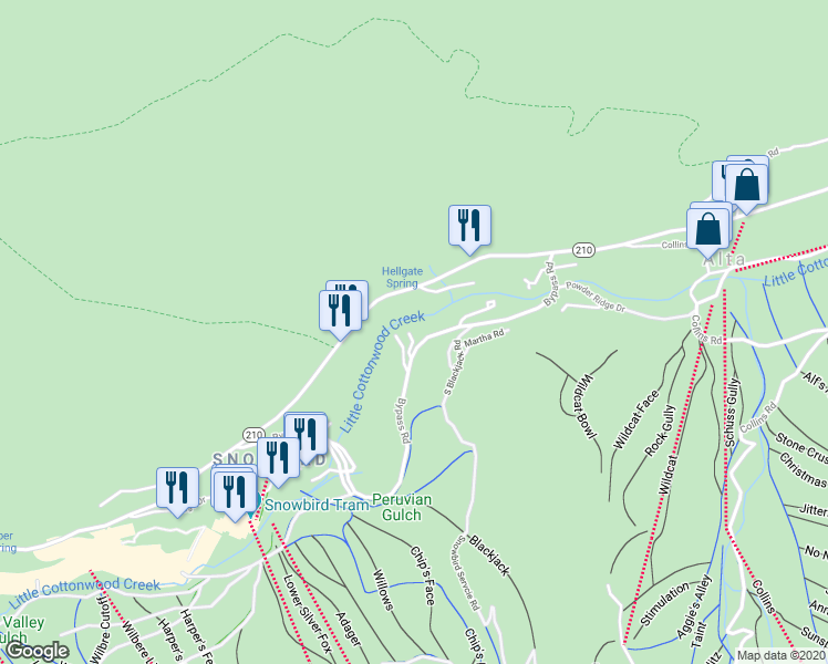 map of restaurants, bars, coffee shops, grocery stores, and more near 9699 Bypass Road in Alta