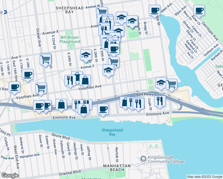 map of restaurants, bars, coffee shops, grocery stores, and more near in Brooklyn
