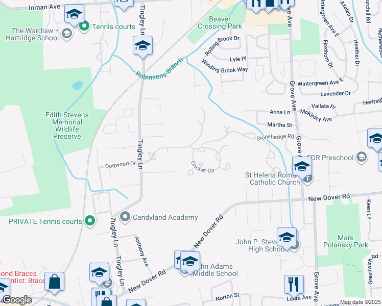 map of restaurants, bars, coffee shops, grocery stores, and more near 1002 Timber Oaks Road in Edison