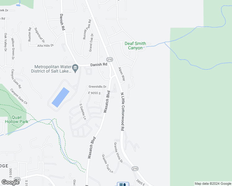 map of restaurants, bars, coffee shops, grocery stores, and more near 3606 East 9050 South in Sandy