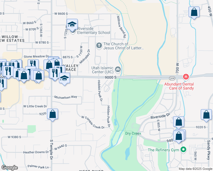 map of restaurants, bars, coffee shops, grocery stores, and more near 9035 1075 West in West Jordan