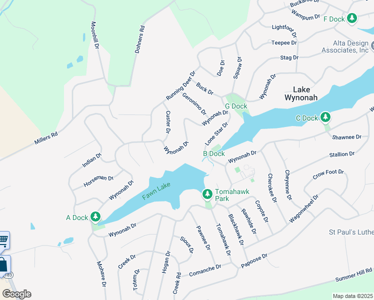 map of restaurants, bars, coffee shops, grocery stores, and more near 903 Wynonah Drive in Auburn