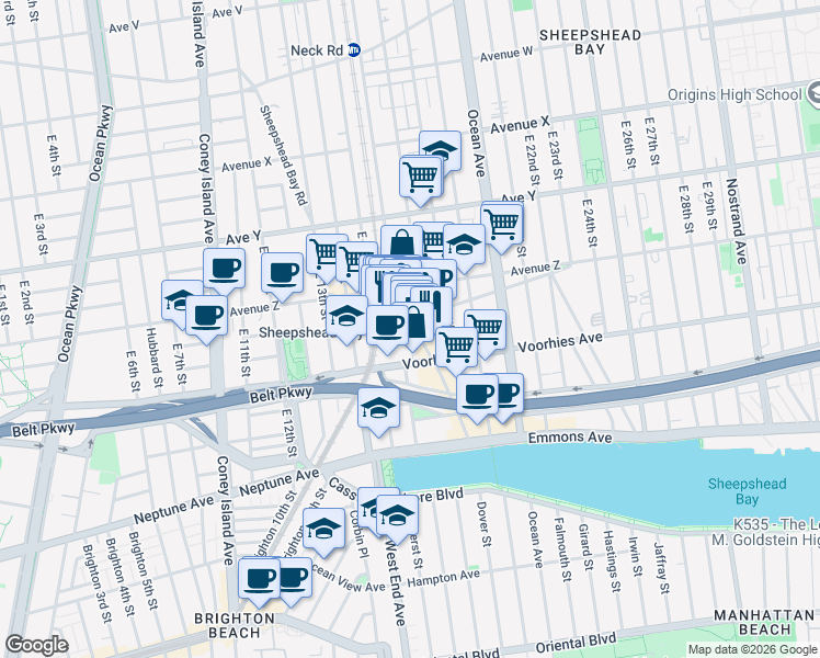 map of restaurants, bars, coffee shops, grocery stores, and more near in Brooklyn