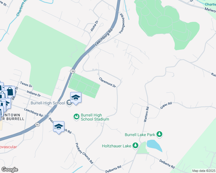 map of restaurants, bars, coffee shops, grocery stores, and more near 331 Claremont Drive in New Kensington