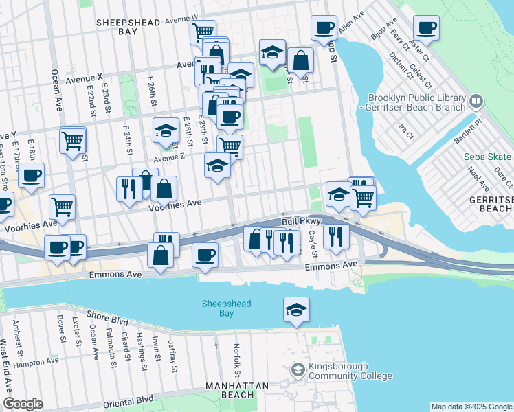 map of restaurants, bars, coffee shops, grocery stores, and more near in Brooklyn