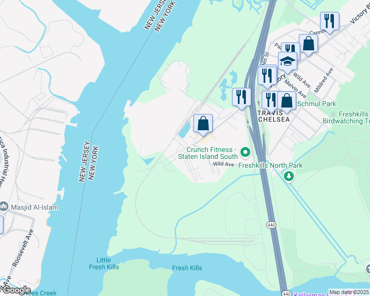 map of restaurants, bars, coffee shops, grocery stores, and more near in Staten Island