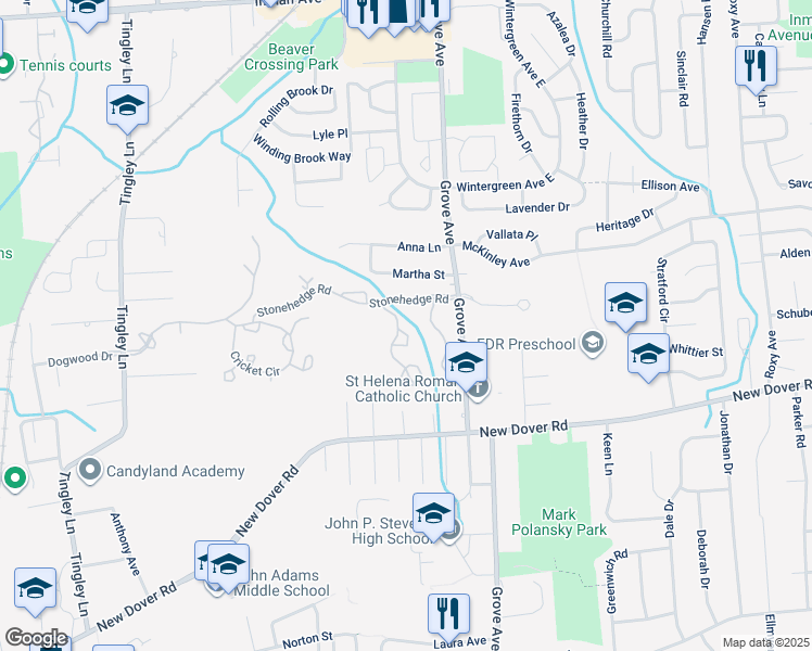 map of restaurants, bars, coffee shops, grocery stores, and more near 3502 Springbrook Drive in Edison