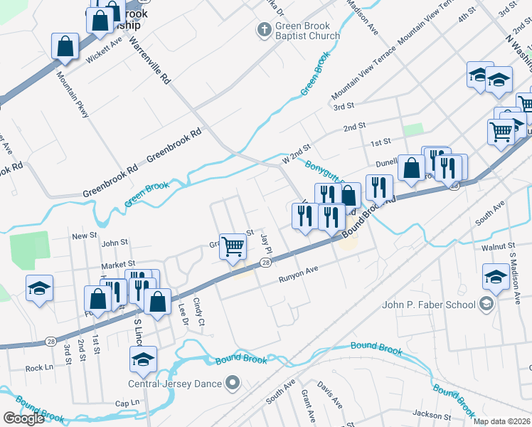 map of restaurants, bars, coffee shops, grocery stores, and more near 161 Vogel Place in Middlesex
