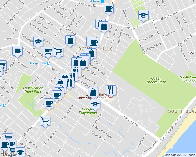 map of restaurants, bars, coffee shops, grocery stores, and more near 434 Alter Avenue in Staten Island