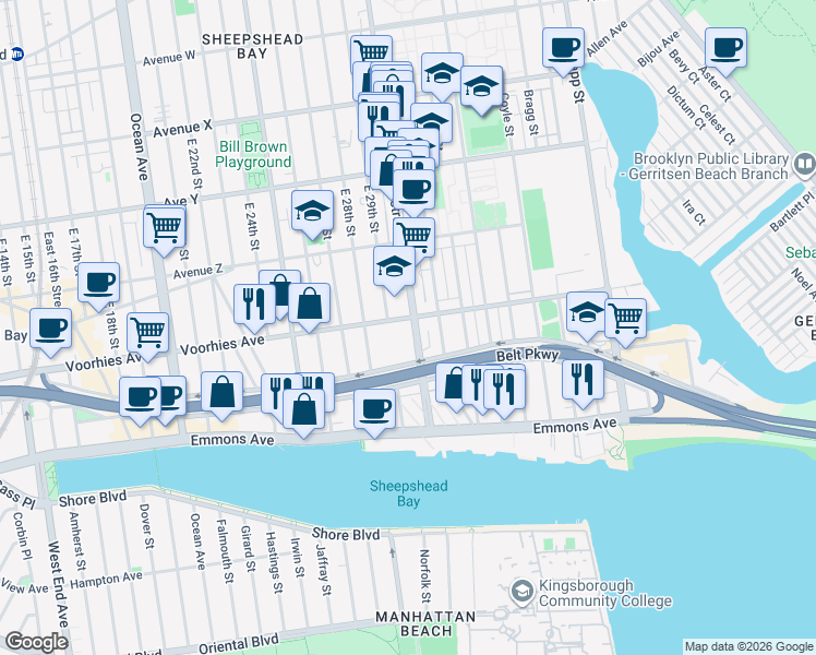 map of restaurants, bars, coffee shops, grocery stores, and more near in Brooklyn