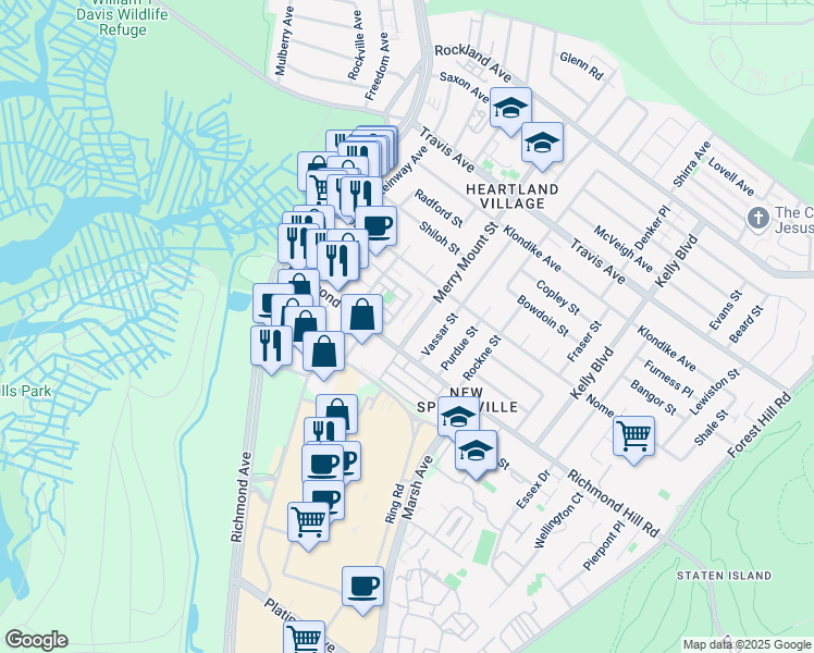 map of restaurants, bars, coffee shops, grocery stores, and more near 312A Merry Mount Street in Staten Island