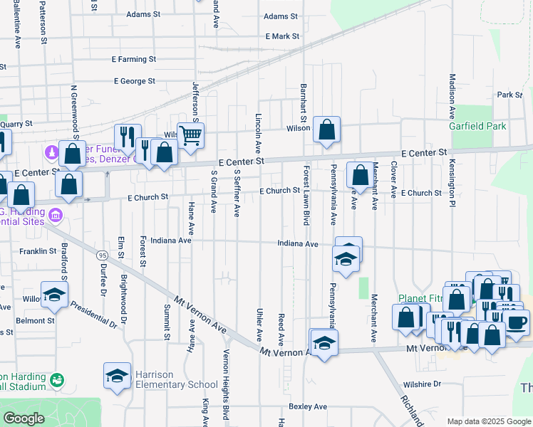 map of restaurants, bars, coffee shops, grocery stores, and more near 218 Uhler Ave in Marion
