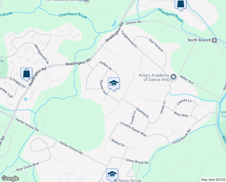 map of restaurants, bars, coffee shops, grocery stores, and more near 64 Vollers Drive in Somerville