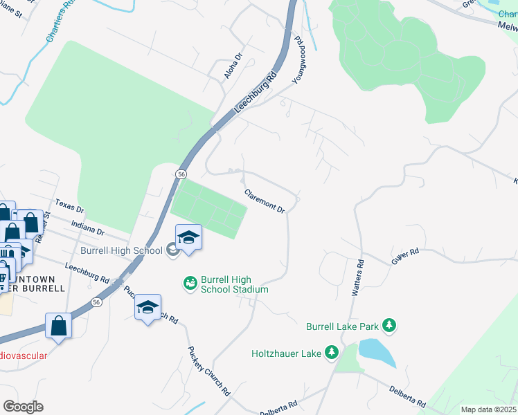 map of restaurants, bars, coffee shops, grocery stores, and more near 331 Claremont Drive in New Kensington