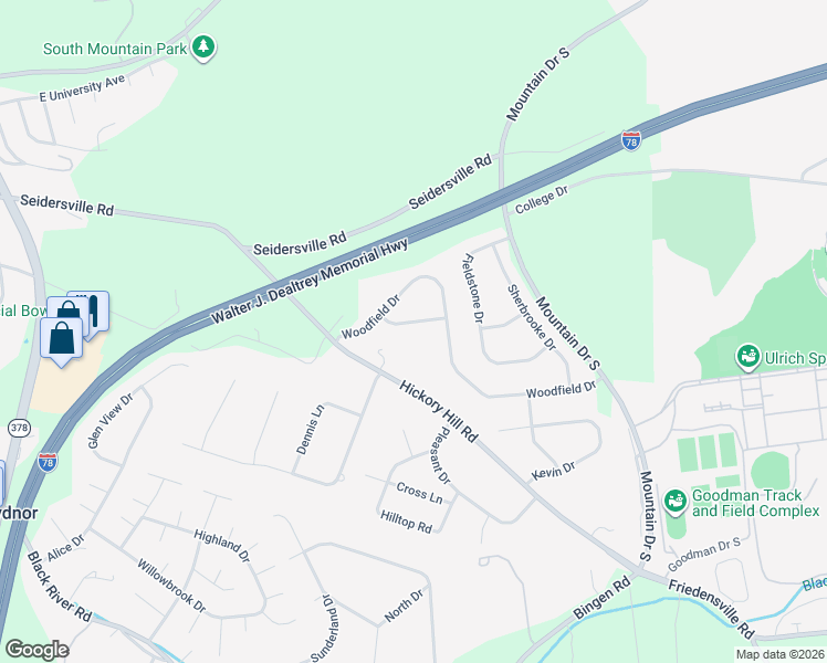 map of restaurants, bars, coffee shops, grocery stores, and more near 1610 Knollwood Road in Bethlehem