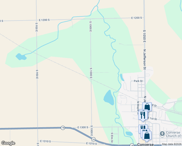 map of restaurants, bars, coffee shops, grocery stores, and more near 12494 South 1000 East in Converse