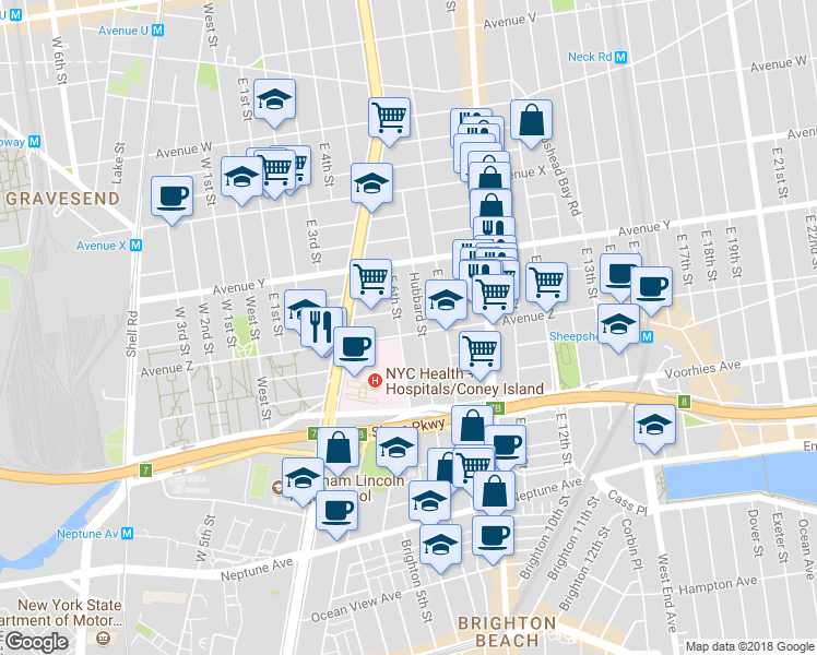 map of restaurants, bars, coffee shops, grocery stores, and more near 825 Avenue Z in Brooklyn