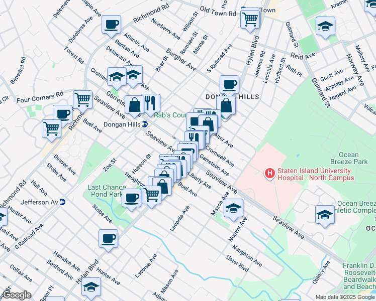 map of restaurants, bars, coffee shops, grocery stores, and more near 294 Garretson Avenue in Staten Island