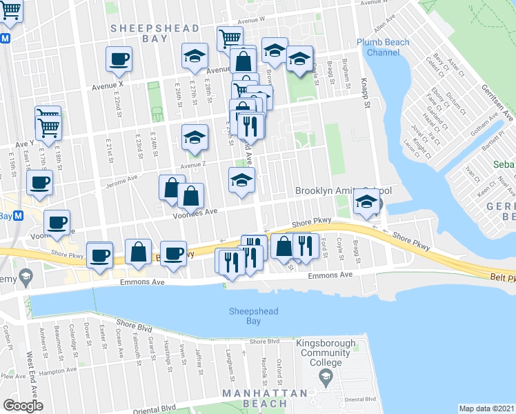 map of restaurants, bars, coffee shops, grocery stores, and more near in Brooklyn