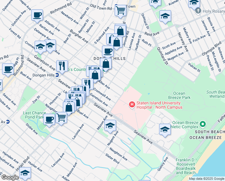 map of restaurants, bars, coffee shops, grocery stores, and more near 434 Alter Avenue in Staten Island