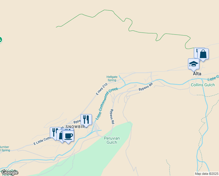 map of restaurants, bars, coffee shops, grocery stores, and more near 9640 Hellgate Road in Alta