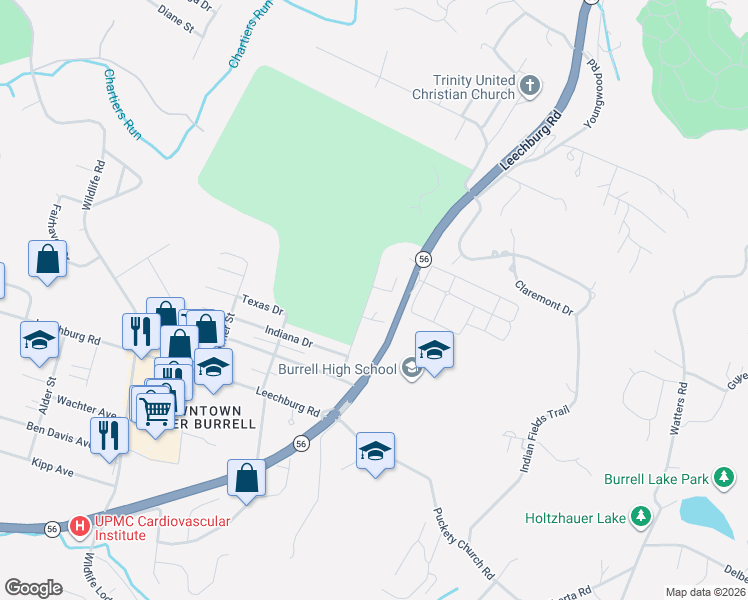 map of restaurants, bars, coffee shops, grocery stores, and more near 3355 Leechburg Road in New Kensington