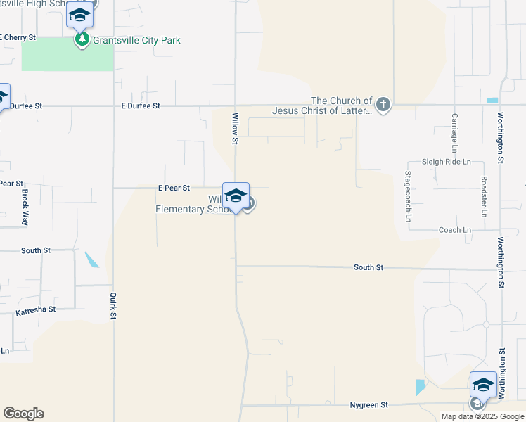 map of restaurants, bars, coffee shops, grocery stores, and more near 439 Willow Street in Grantsville