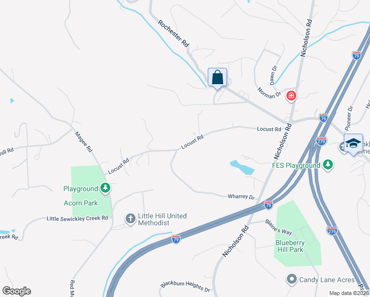 map of restaurants, bars, coffee shops, grocery stores, and more near 1773 Locust Road in Sewickley