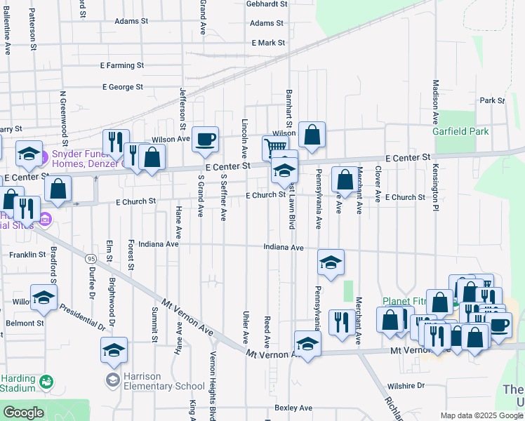map of restaurants, bars, coffee shops, grocery stores, and more near 218 Uhler Avenue in Marion