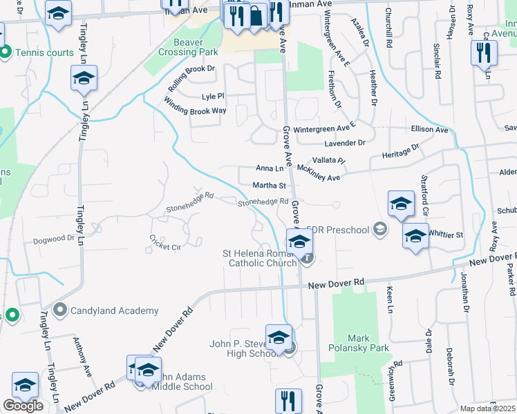 map of restaurants, bars, coffee shops, grocery stores, and more near 3502 Springbrook Drive in Edison
