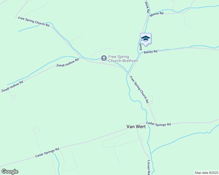 map of restaurants, bars, coffee shops, grocery stores, and more near 407 Free Spring Church Road in Mifflintown