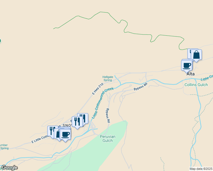 map of restaurants, bars, coffee shops, grocery stores, and more near 9640 Hellgate Road in Alta