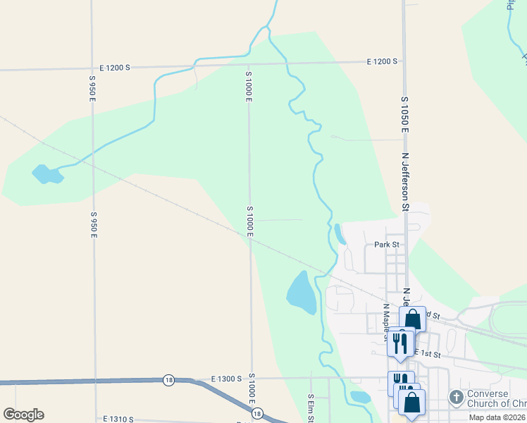 map of restaurants, bars, coffee shops, grocery stores, and more near 12494-12552 South 1000 East in Converse