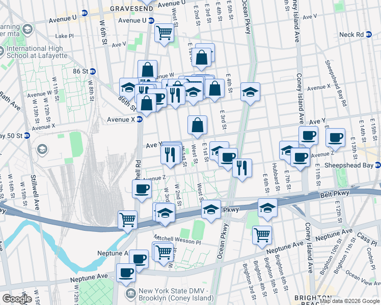 map of restaurants, bars, coffee shops, grocery stores, and more near in Brooklyn