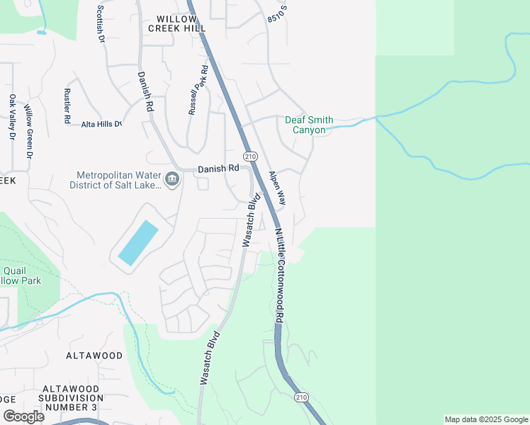 map of restaurants, bars, coffee shops, grocery stores, and more near 9005 South 3605 East in Sandy