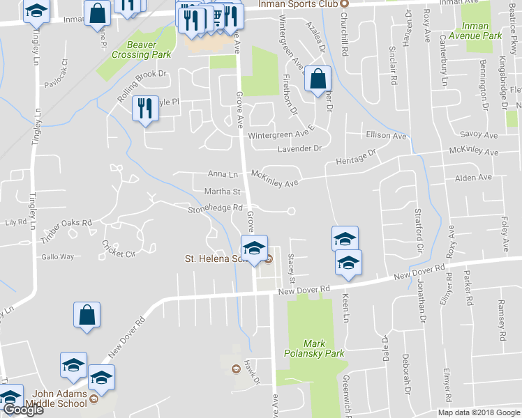 map of restaurants, bars, coffee shops, grocery stores, and more near 304 Maplecrest Road in Edison