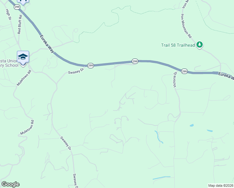 map of restaurants, bars, coffee shops, grocery stores, and more near 15688 Highland Circle in Redding