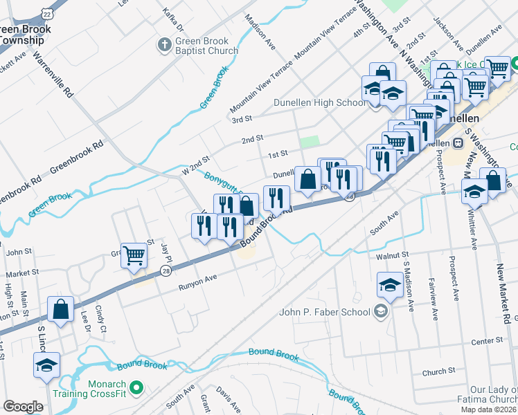 map of restaurants, bars, coffee shops, grocery stores, and more near 5 Smalley Avenue in Middlesex