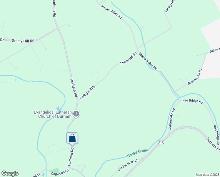 map of restaurants, bars, coffee shops, grocery stores, and more near 954 Spring Hill Road in Riegelsville