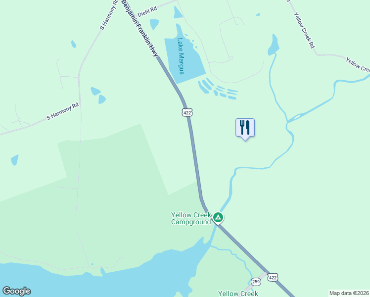 map of restaurants, bars, coffee shops, grocery stores, and more near 9238 U.S. 422 in Penn Run